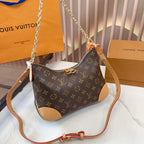 LV Boulogne Monogram Canvas Shoulder Crossbody Bag with Chain Strap and Leather Corners (27 x 9 x 16) cm