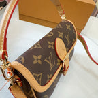 LV Diane PM Monogram Canvas Shoulder Crossbody Bag with Leather Trim and Adjustable Strap (19 x 12) cm