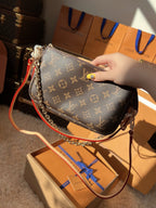LV Pochette Accessoires Monogram Canvas Shoulder Crossbody Bag with Leather Strap (23.5 x 13.5 x 4) cm