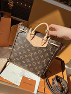 LV Excursion PM Monogram Canvas Backpack Shoulder Bag with Leather Trim and Drawstring Closure (21 x 23 x 10) cm