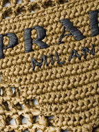 Prada Triangle-Logo Raffia Tote Bag