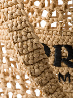 Prada Triangle-Logo Raffia Tote Bag