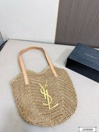 YSL SAINT LAURENT Vacation Casual Raffia Woven Tote Bag 35x32cm