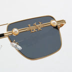Louis vuitton Metal Double Bridge Square Sunglasses with Pearl & Monogram Details Square