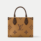 LV OnTheGo PM Monogram Reverse Canvas Tote Handle Bag with Double Handles and Adjustable Strap