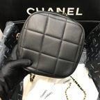 Chanel Runway Black lambskin Leather Diamond Cut Bag