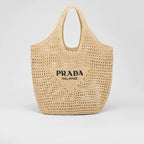 Prada Raffia Tote Bag-Khaki