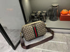 Gucci Ophidia Medium GG Supreme Canvas Shoulder Crossbody Bag with Web Stripe and Leather Trim (23.9 x 15 x 3.8) cm