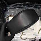Chanel Runway Black lambskin Leather Diamond Cut Bag