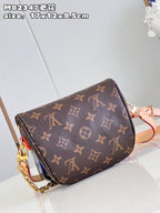 LV Mini Bumbag Monogram Canvas Crossbody Belt Bag with Chain Strap and Leather Trim (17 x 12 x 9.5) cm