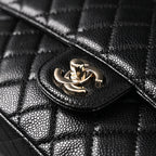 Chanel Classic Flap Bag – Black Quilted Caviar Leather with Gold-Tone Hardware