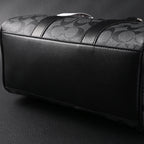 Coach Signature Duffel Bag – Black Monogram Canvas with Leather Trim