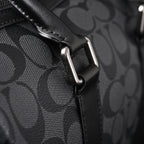Coach Signature Duffel Bag – Black Monogram Canvas with Leather Trim