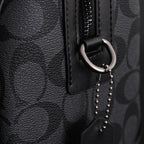 Coach Signature Duffel Bag – Black Monogram Canvas with Leather Trim