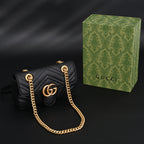 Gucci GG Marmont Small Matelassé Shoulder Bag – Black Leather with Gold Hardware