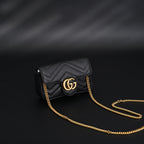 Gucci GG Marmont Matelassé Mini Shoulder Bag – Black Leather with Gold Chain