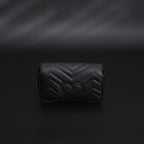 Gucci GG Marmont Matelassé Mini Shoulder Bag – Black Leather with Gold Chain