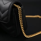 Gucci GG Marmont Matelassé Mini Shoulder Bag – Black Leather with Gold Chain