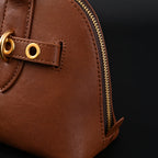 Miu Miu Leather Bowler Top Handle Bag Cognac