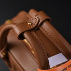Miu Miu Leather Top Handle Satchel – Caramel Brown