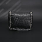 Saint Laurent Niki Medium Black Crinkled Leather Shoulder Bag