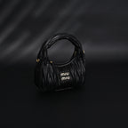 Miu Miu Matelassé Leather Hobo Bag – Black with Gold Hardware