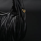 Miu Miu Matelassé Leather Hobo Bag – Black with Gold Hardware