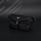 Prada Nylon Black Belt Bag with Silver Logo