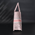 Dior Book Tote Oblique Embroidered Canvas Bag – Large Pink