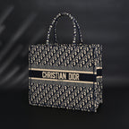 Christian Dior Large Book Tote – Blue Oblique Embroidery