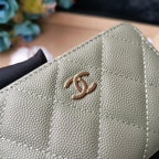 Chanel Quilted Caviar Leather Wallet with CC Logo and Zip Closure