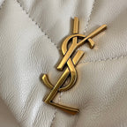 YSL Loulou Puffer Toy Quilted Lambskin Shoulder Crossbody Bag with Chain Strap White (23 x 15.5 x 8.5) cm
