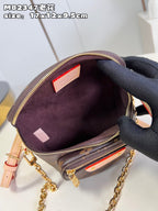 LV Mini Bumbag Monogram Canvas Crossbody Belt Bag with Chain Strap and Leather Trim (17 x 12 x 9.5) cm