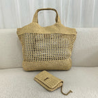 SAINT LAURENT YSL Raffia Icare Tote Bag