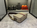 Gucci Ophidia Medium GG Supreme Canvas Shoulder Crossbody Bag with Web Stripe and Leather Trim (23.9 x 15 x 3.8) cm
