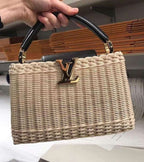 LV Capucines BB Rattan Woven Handle Shoulder Bag with Leather Trim (27 x 18) cm