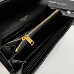 YSL Long Wallet Black Leather Gold Tone 10769 19cm