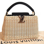 LV Capucines BB Rattan Woven Handle Shoulder Bag with Leather Trim (27 x 18) cm