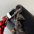LV Twist MM Epi Leather Handle Crossbody Bag with LV Twist Lock and Love Lock Charms