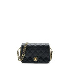 Chanel 23c Mini Flap Bag Chain Grained Calfskin Black